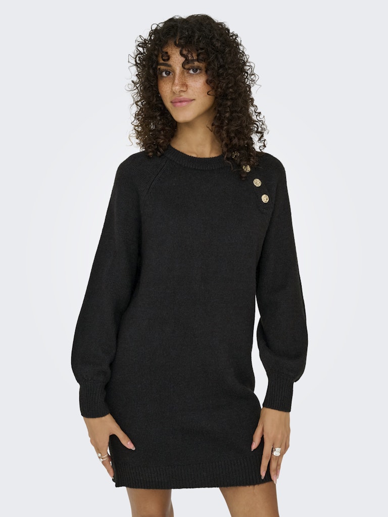 Only - Onlemma Life Ls Button Onec Dress Cc Knt - 4853473 Black Gold Button