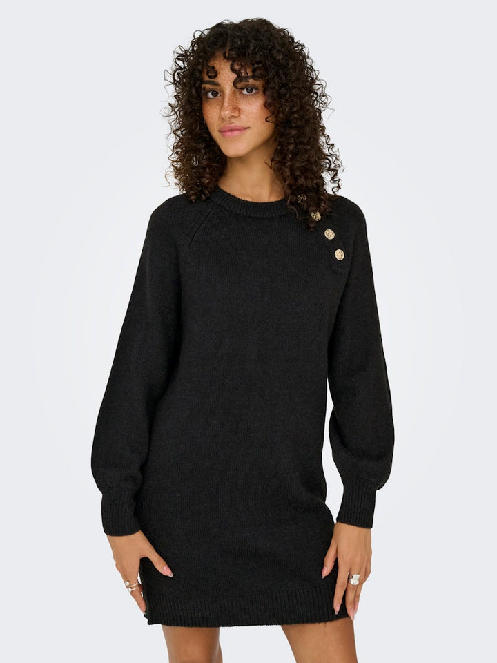 Only - Onlemma Life Ls Button Onec Dress Cc Knt - 4853473 Black Gold Button