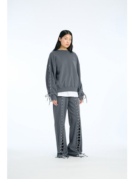 Rotate - Lacing Crewneck 1154681205 - 1205 Gray Pinstripe