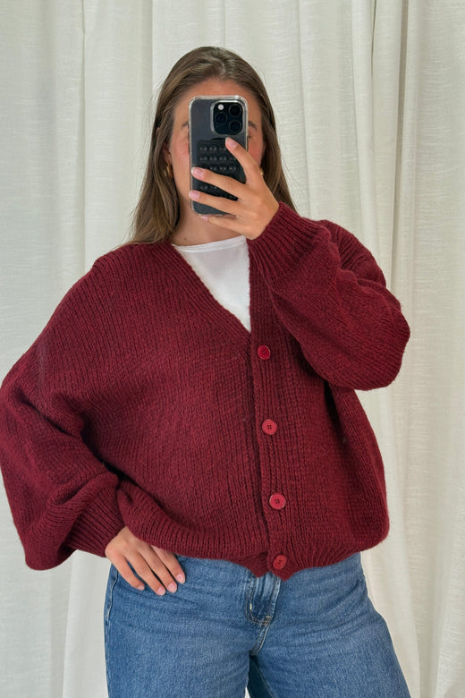 A-bee - Amelia Cardigan - Burgundy Cardigans 