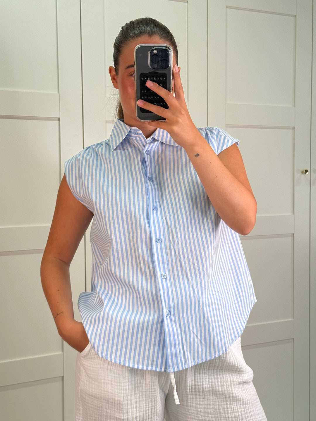 A-bee - Apolline Stripe Top - Blue Toppe 
