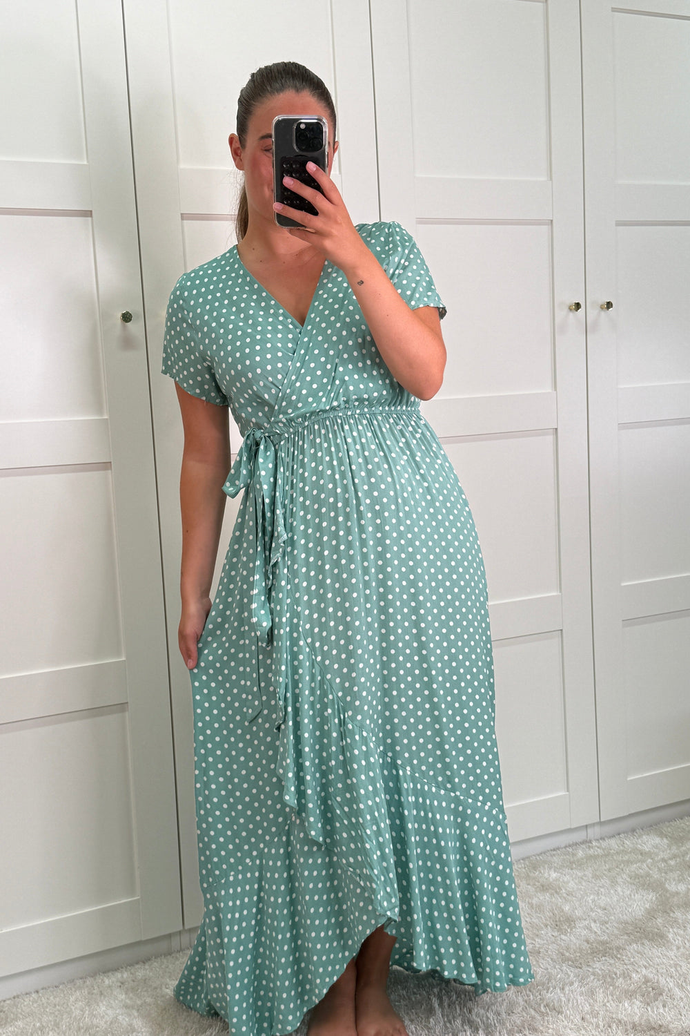 A-bee - Ginevra Dot Wrap Dress - Green Kjoler 