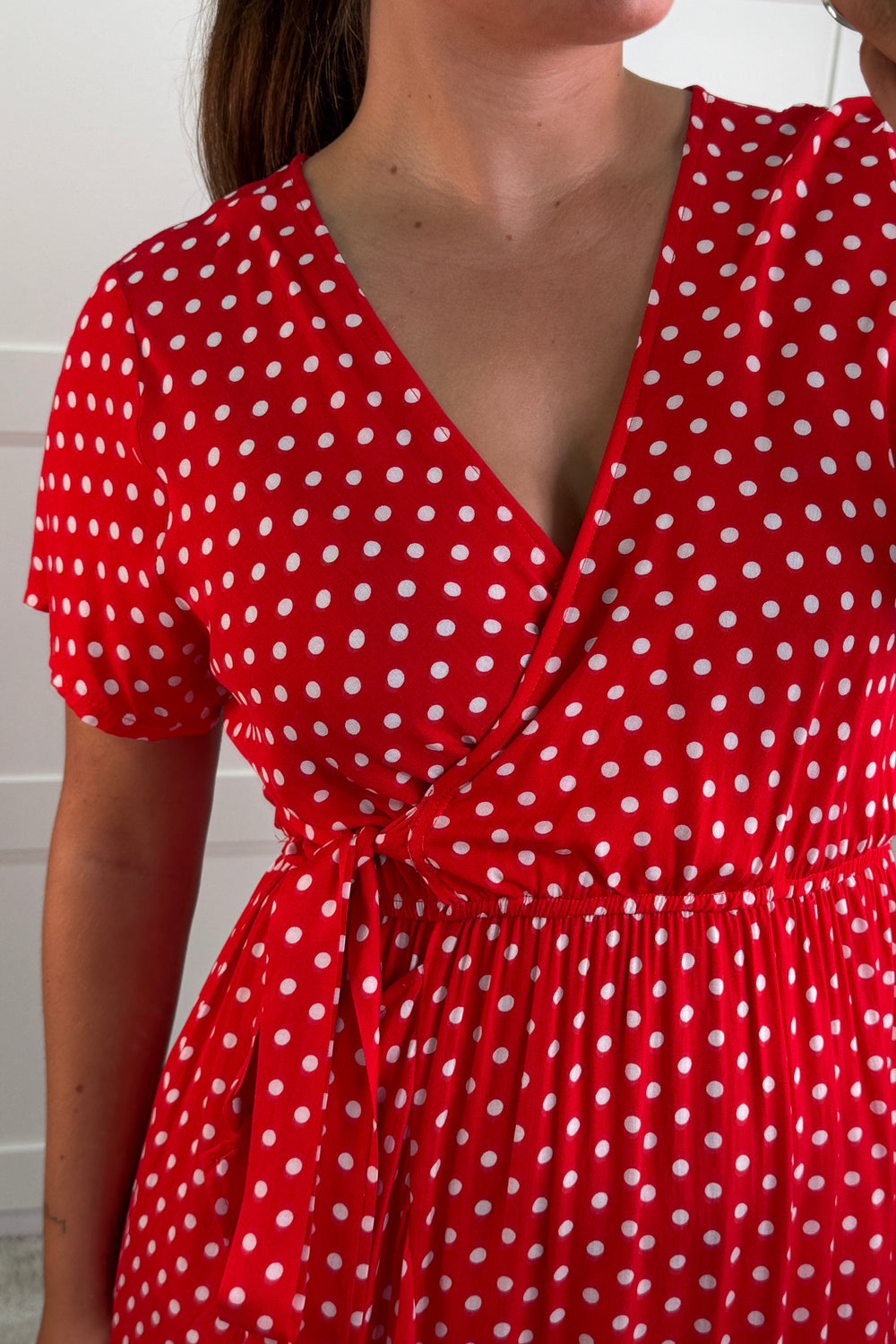 A-bee - Ginevra Dot Wrap Dress - Red Kjoler 