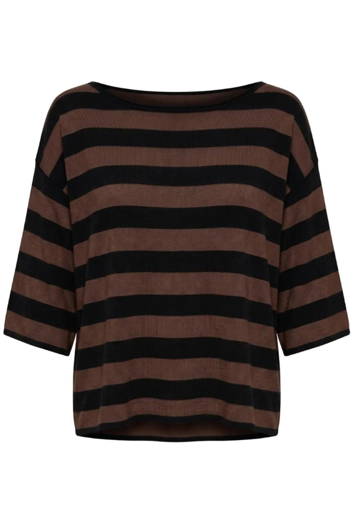 A-Bee - Ivy 70125 - Black / Brown Stripe T-shirts 