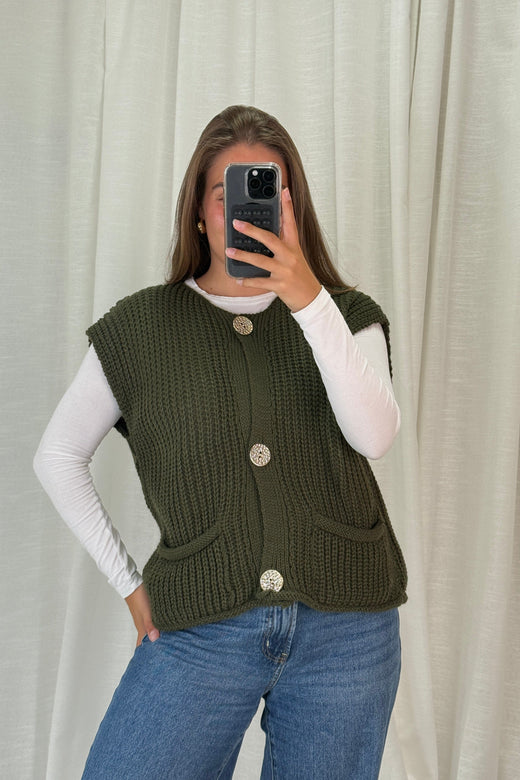 A-bee - Marya Vest - Khaki Veste 