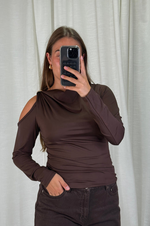 A-bee - Melinda Blouse - Dark Brown Bluser 
