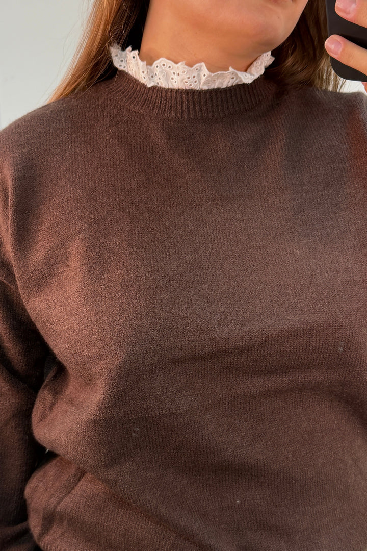 A-bee - Mirielle knit Sweater - Chocolate Strikbluser 