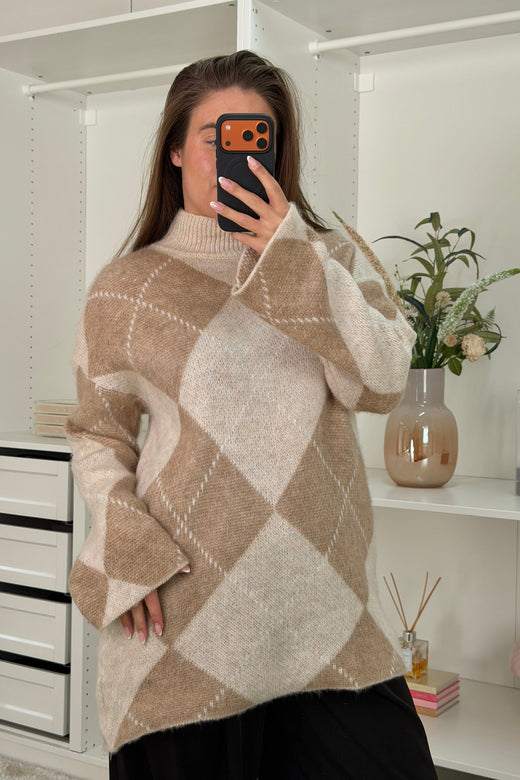 A-bee - Yamina Knit - Beige Strikbluser 