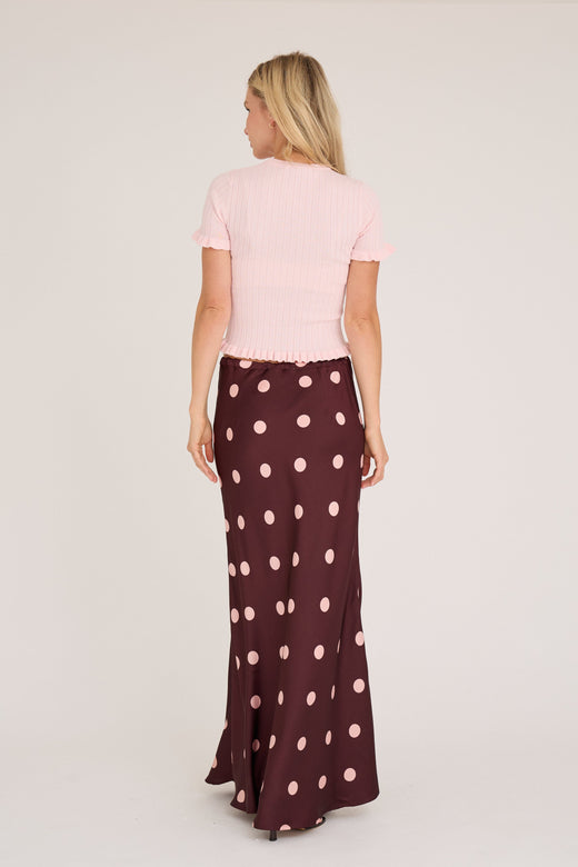 A-View - Emily Dot Skirt AV8192 - 373 - Bordeaux/Rose Nederdele 