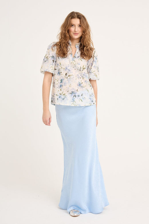 A-View - Grete S/S Blouse AV6057 - 144 - White/Blue