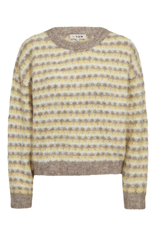 A-View - Sassi Knit Pullover AV7072 - 201 - Sand/Yellow Strikbluser 