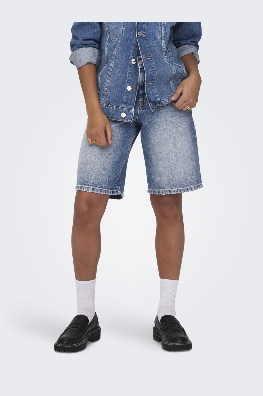 Only - Onlmate Reg Baggy Long Shorts - 4674440 Medium Blue Denim