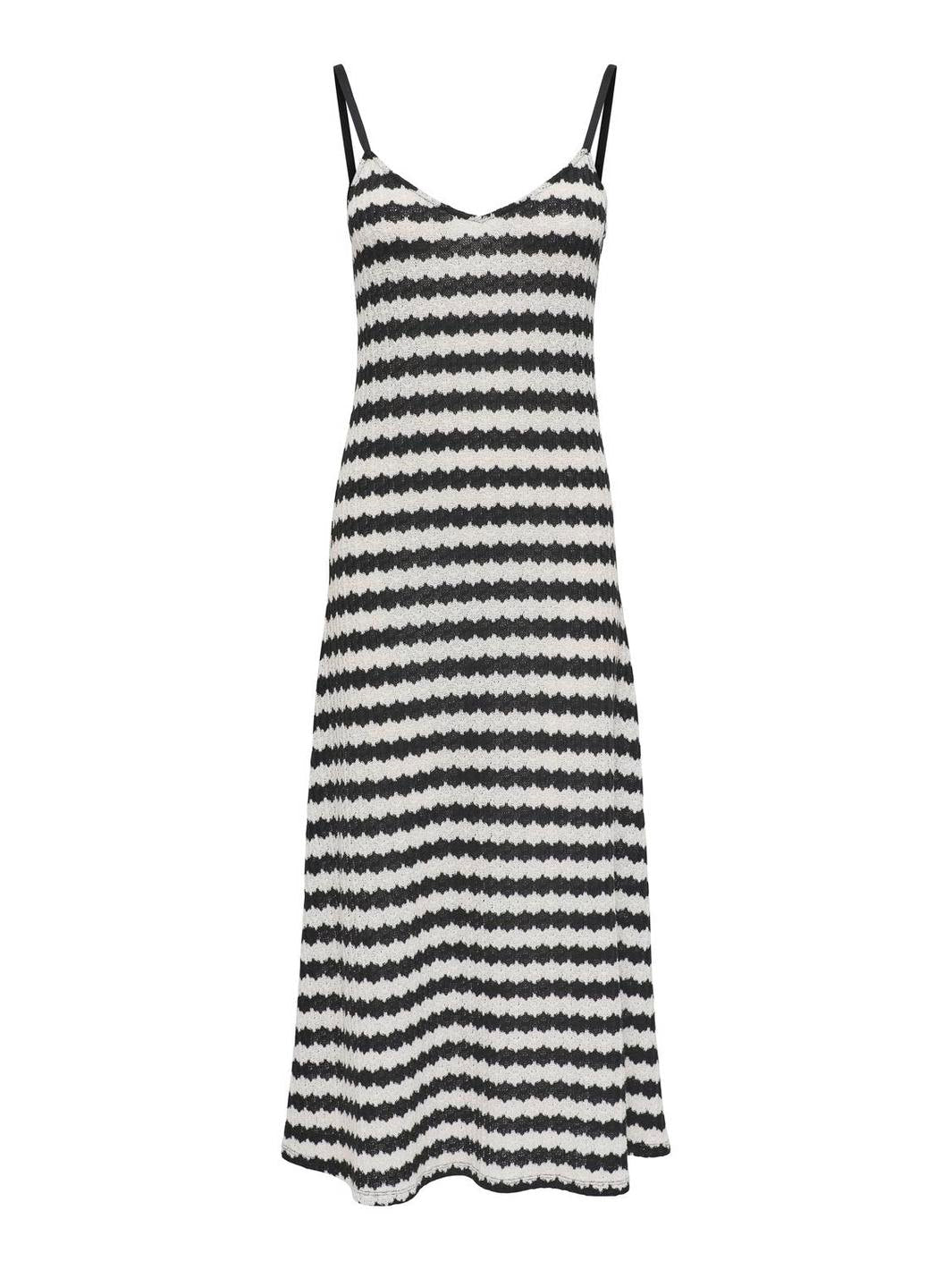Only - Onlevara Life S/L Stripe Dress - 4855529 Black Cloud Dancer