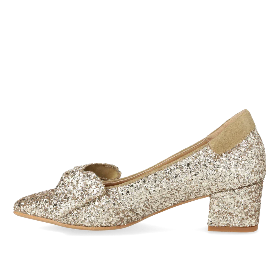 Angulus - Sløjfe Pump I Funklende Glitter 1550-105 - 3618/2217 Champagne Glitter/sand Pumps 