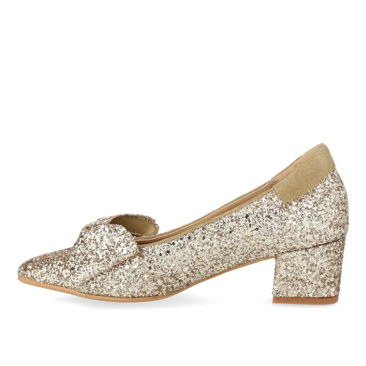 Angulus - Sløjfe Pump I Funklende Glitter 1550-105 - 3618/2217 Champagne Glitter/sand Pumps 