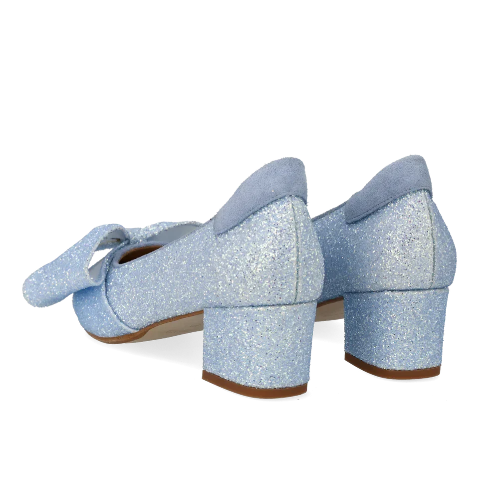 Angulus - Sløjfe Pump I Funklende Glitter 1550-105 - 4641/4610 Sky Blue Glitter/sky Blue Pumps 