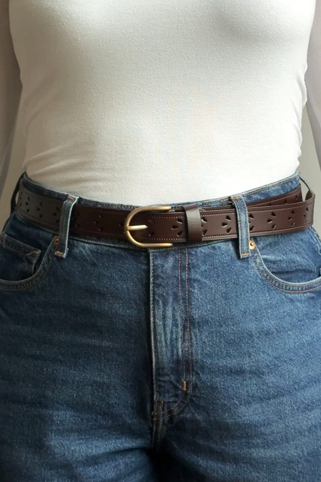 Anobel Copenhagen - Womens Belt Flower Pattern CF-9003 - Dark Brown Bælter 