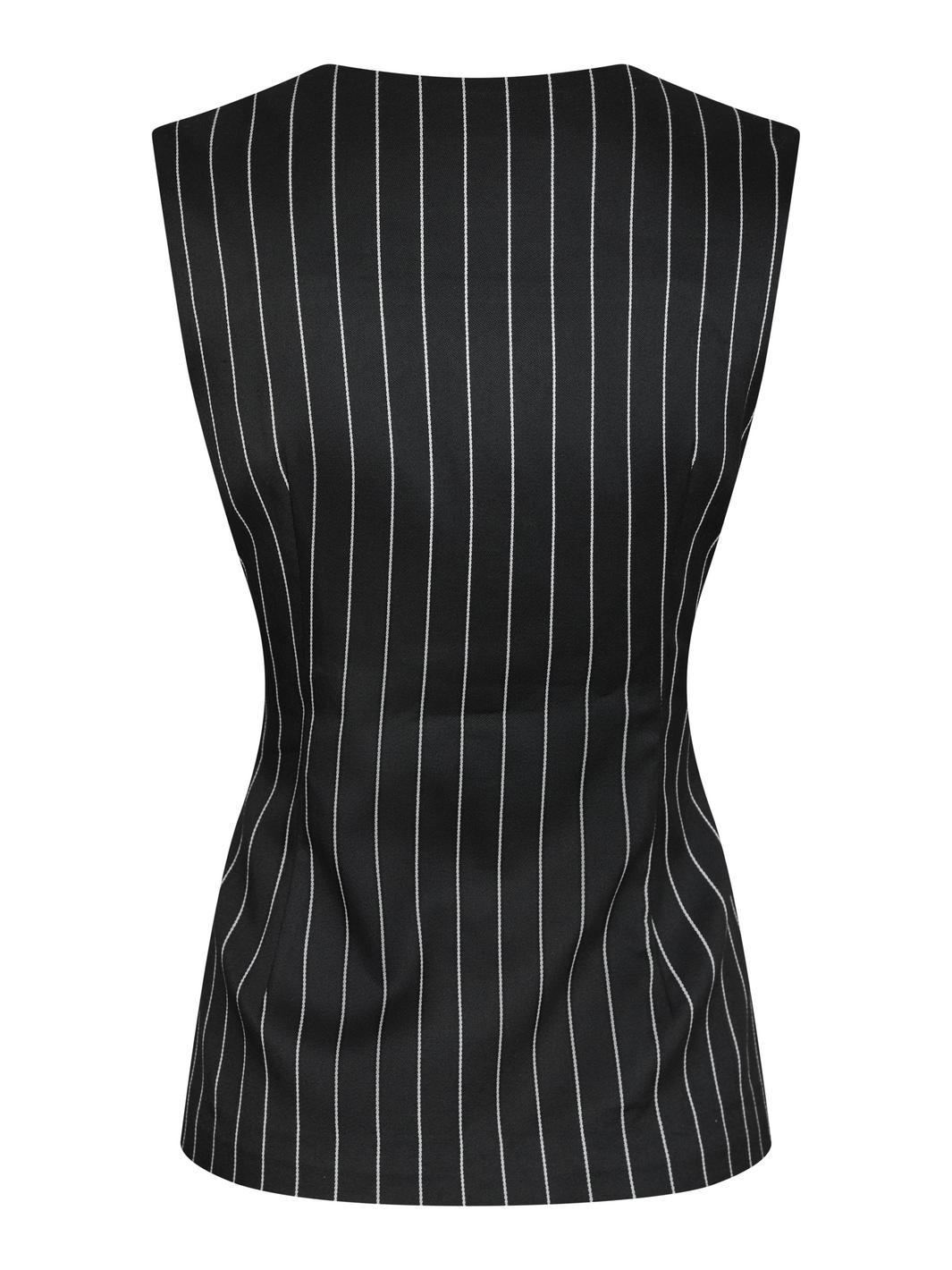 Ennakkotilaus - Yellow Lane - Alva Stripe Waistcoat 165673 - 100 - Black