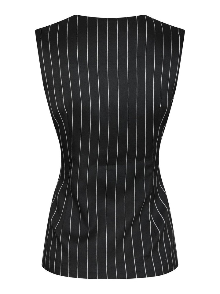 Ennakkotilaus - Yellow Lane - Alva Stripe Waistcoat 165673 - 100 - Black