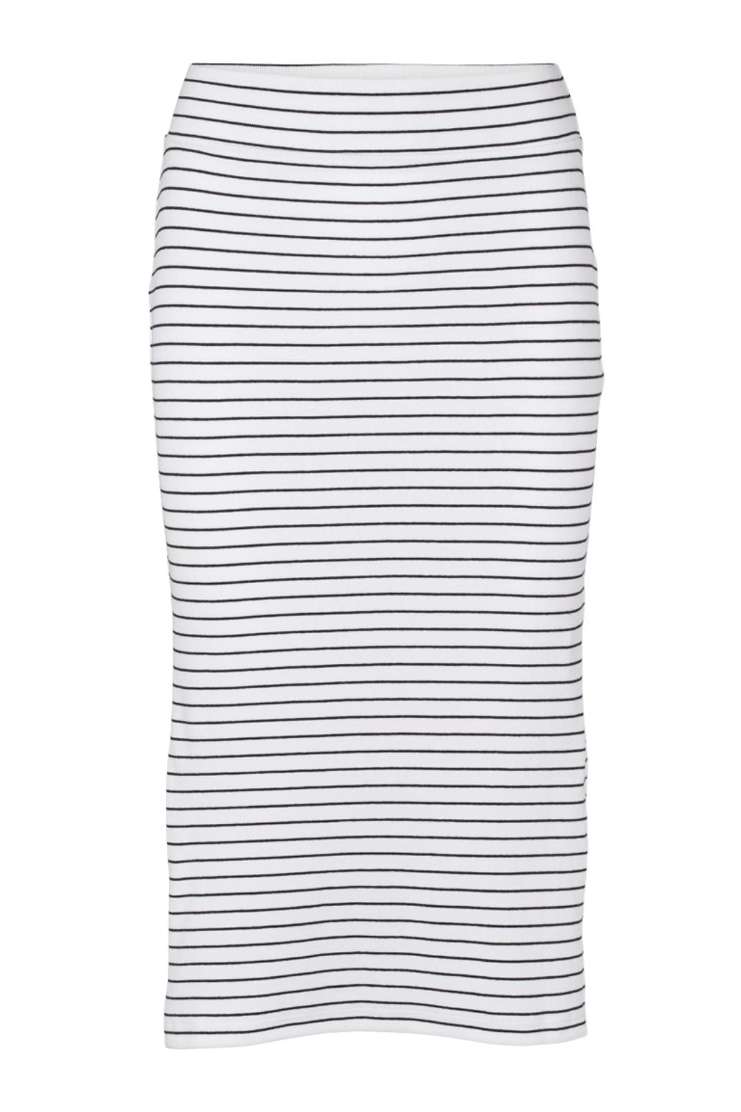 Basic Apparel - Ludmilla Long Skirt - 702 Bright White / Black Nederdele 