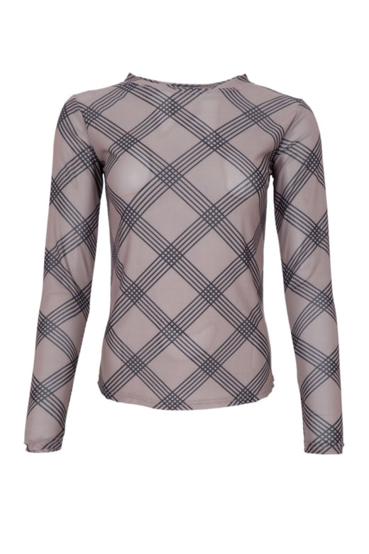 Black Colour - Bcannie Mesh Blouse 3846 - Shirts,Mesh & Basic Blouses - Taupe Argyle