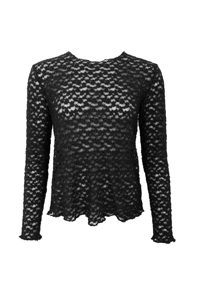 Black Colour - Bcblair Ls Lace Blouse 41049 - Shirts - Black