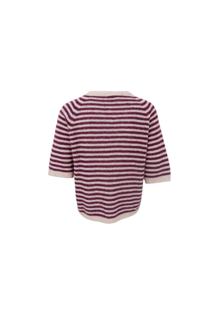 Black Colour - Bcdell Striped Jumper 1214 - Plum