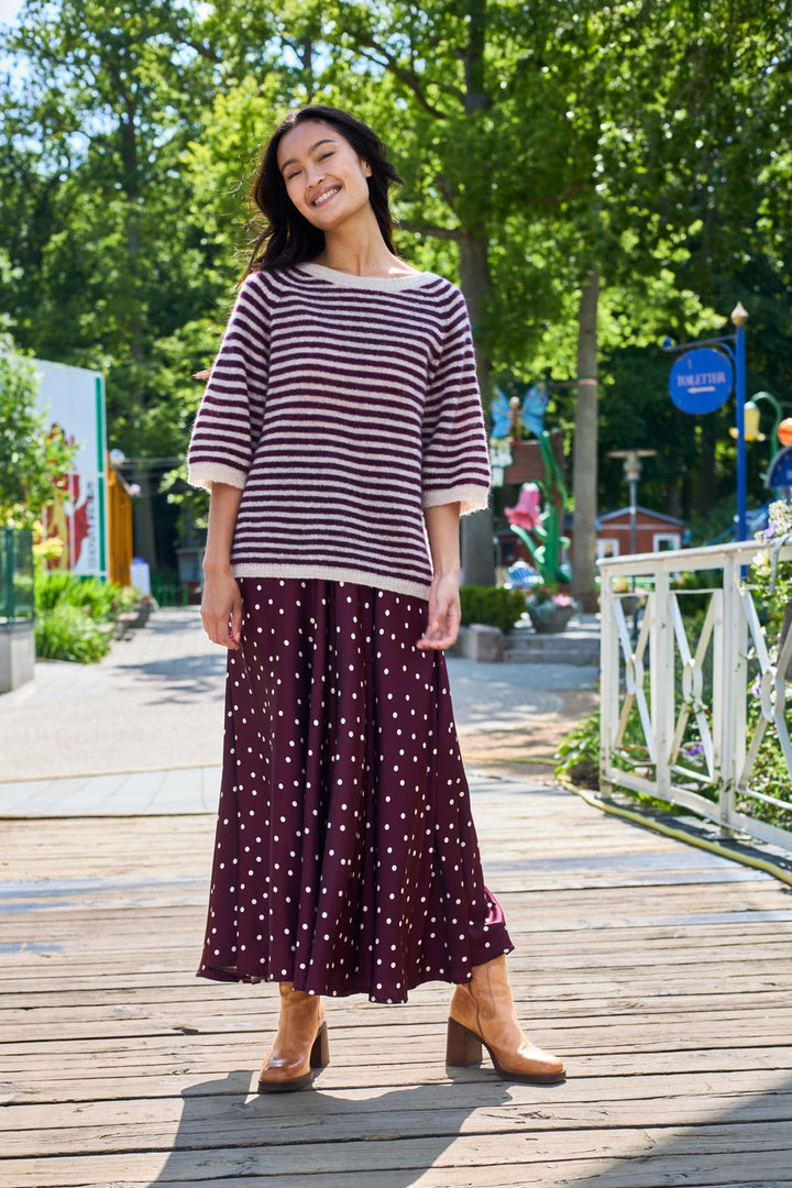 Black Colour - Bcdell Striped Jumper 1214 - Plum