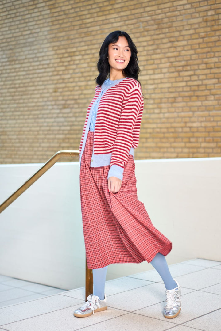 Black Colour - Bcdell Striped Knit Cardigan 1245 - Red