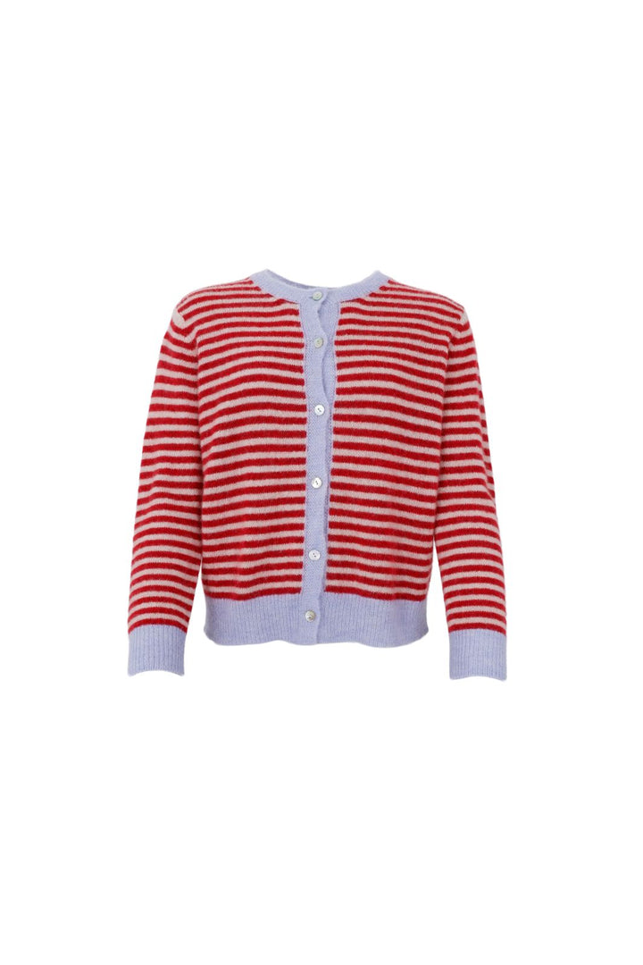 Black Colour - Bcdell Striped Knit Cardigan 1245 - Red
