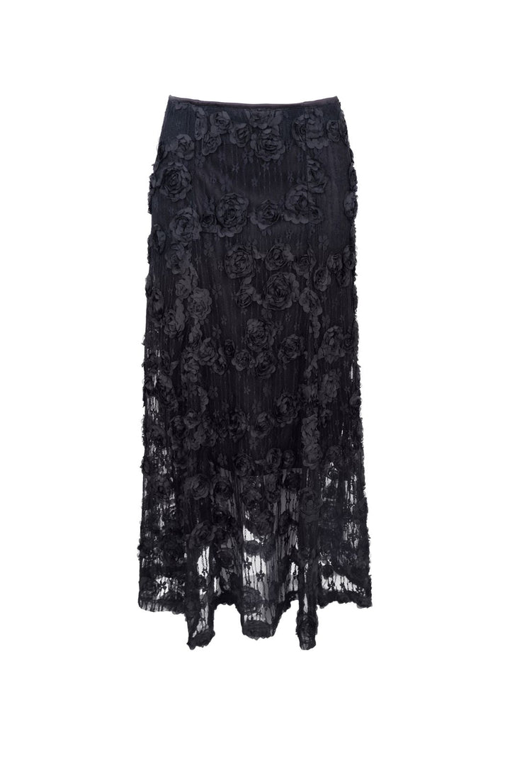 Black Colour - Bcelloise Flower Patch Skirt 41282 - Black