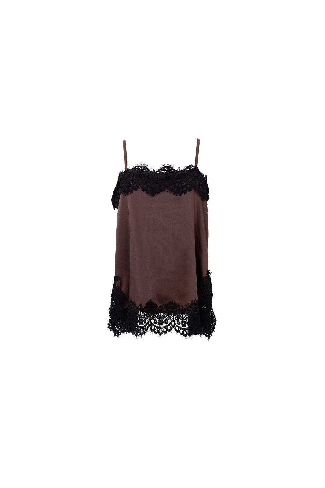 Black Colour - Bcevie Lace Strap Top 41046 - Shirts - Coffee