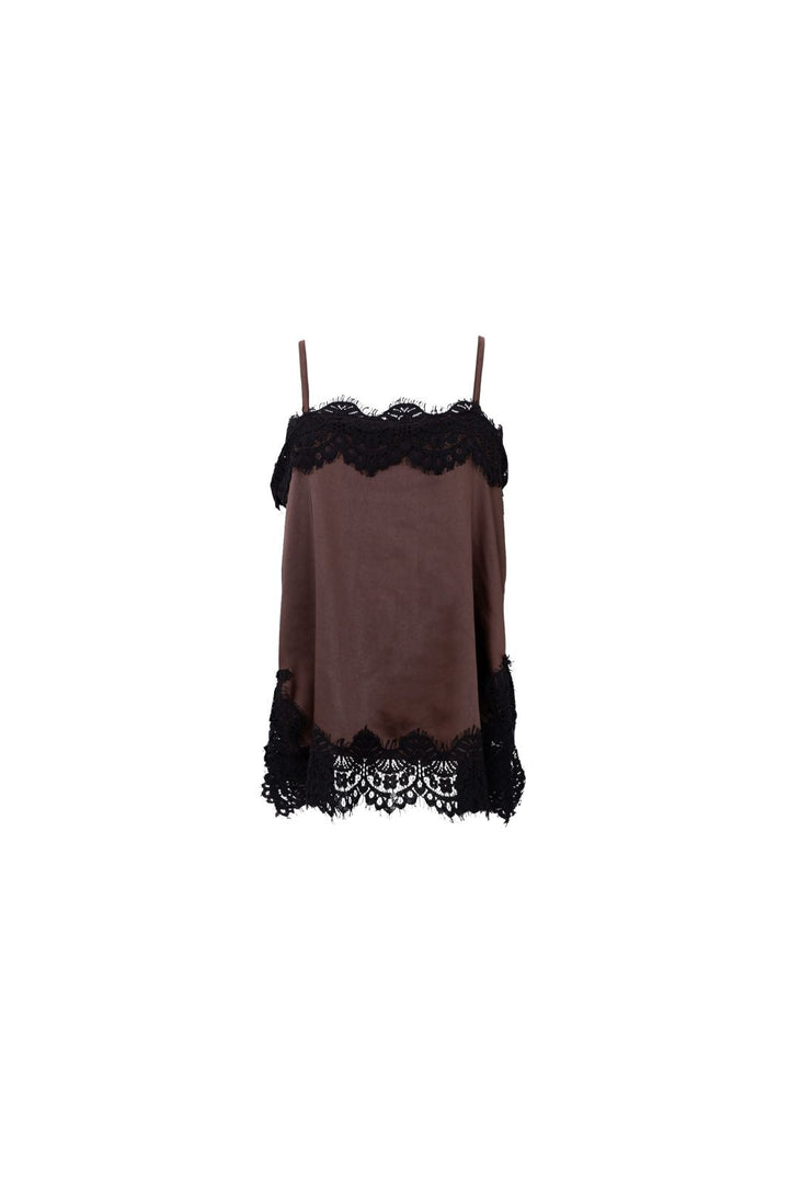 Black Colour - Bcevie Lace Strap Top 41046 - Shirts - Coffee