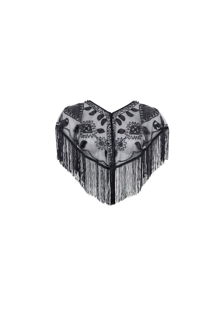 Black Colour - Bcfanya Sequin Fringle Cape 4583 - Black