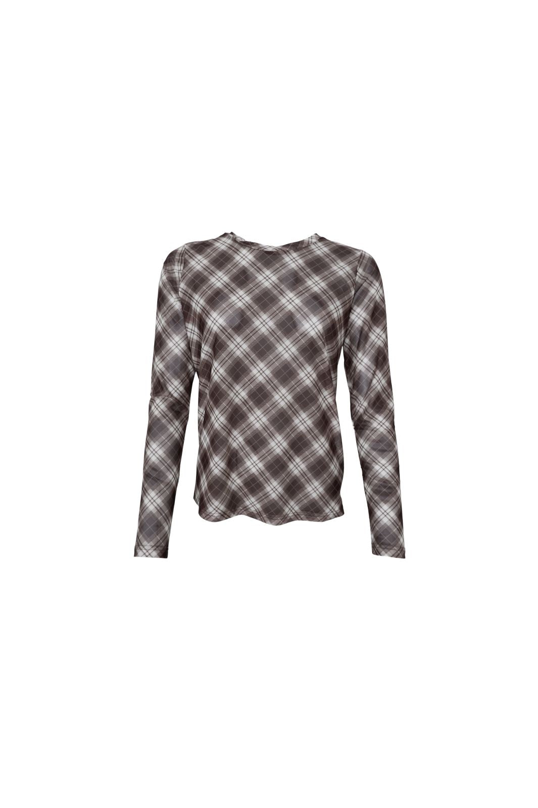 Black Colour - Bckamma Mesh Blouse 42000 - Shirts,Mesh & Basic Blouses - Brown Tartan
