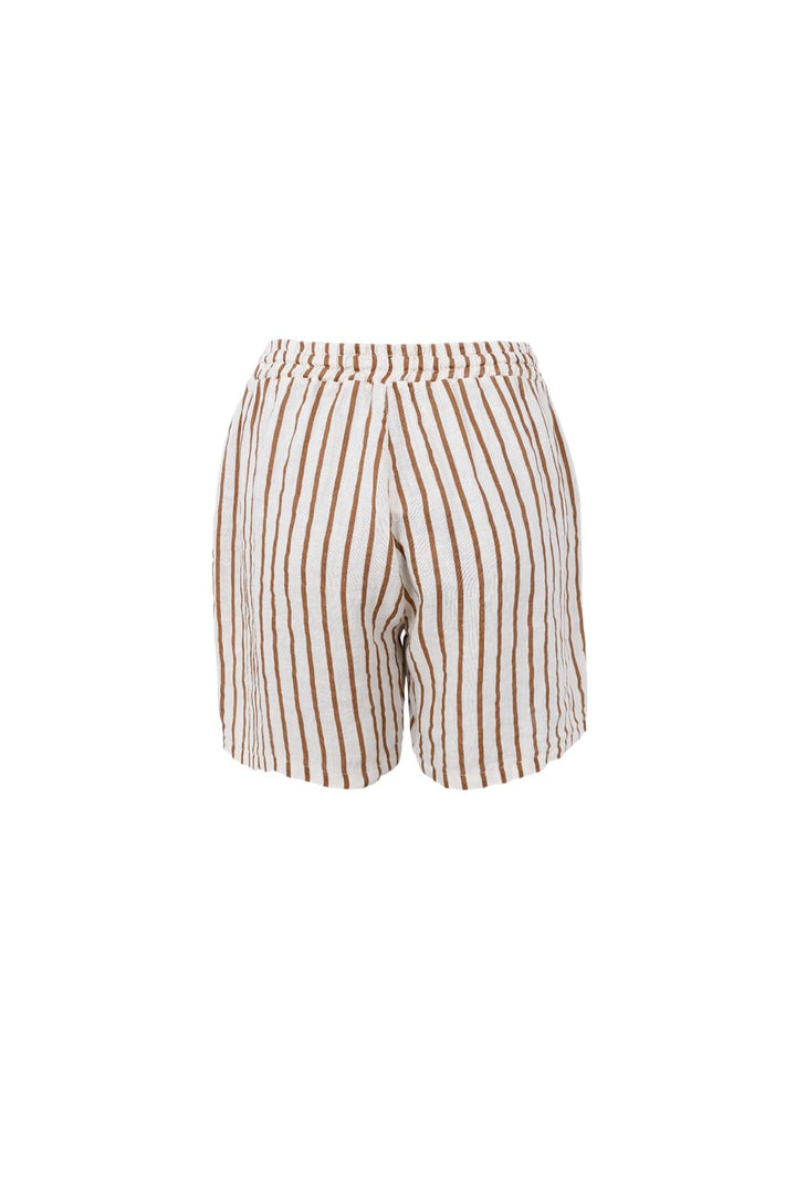 Black Colour - Bcmelina Linen Shorts 40575 - Camel Stripe