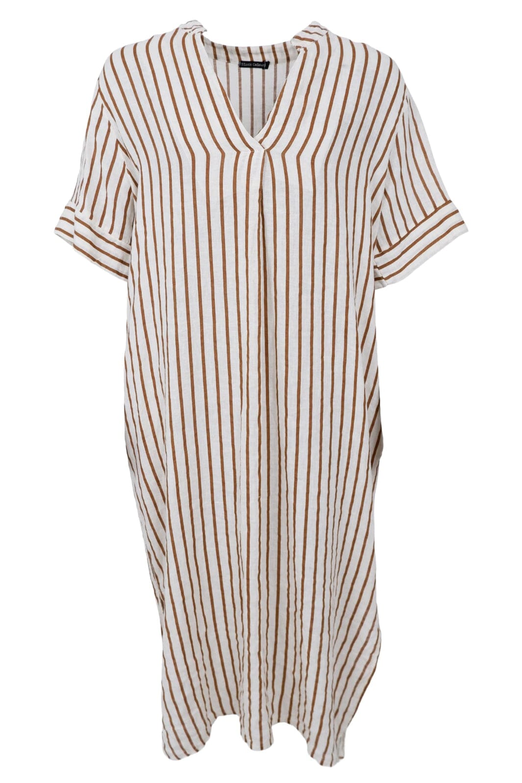 Black Colour - Bcmelina Long Linen Dress 40412 - Camel Stripe Kjoler 
