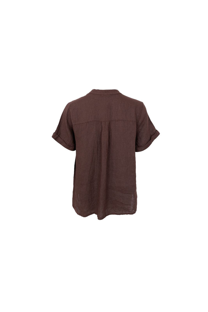 Black Colour - Bcmelina Ss Linen Shirt 41104 - Coffee
