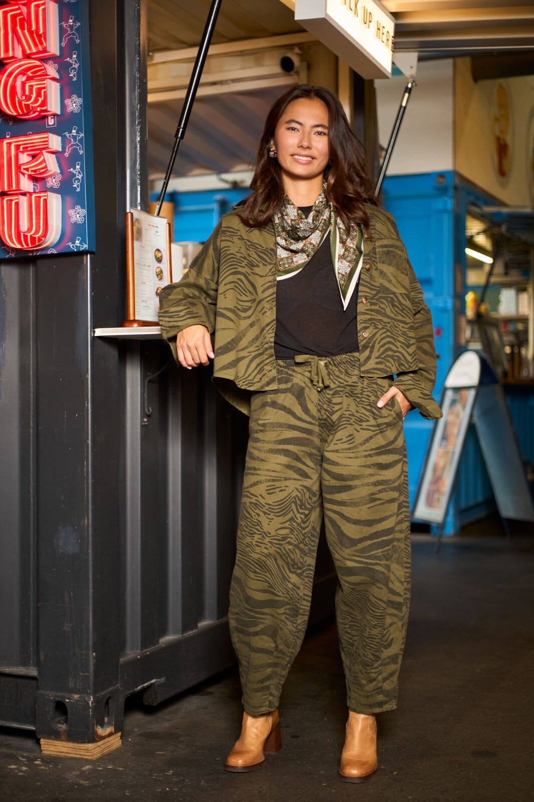 Black Colour - Bcofelia Barrel Pant 41345 - Army