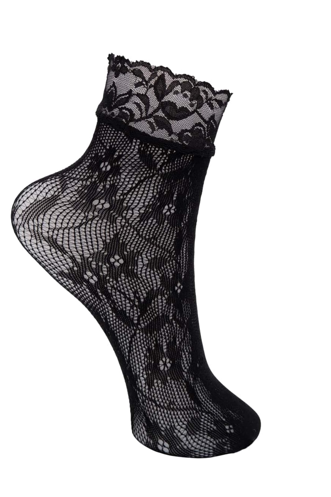 Black Colour - Bctegan Anclet Flower Sock 4351 - Black