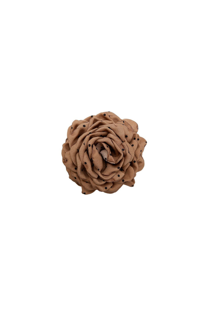 Black Colour - Bcvilla Mega Flower Hair Claw 6027 - Nougat W. Dots