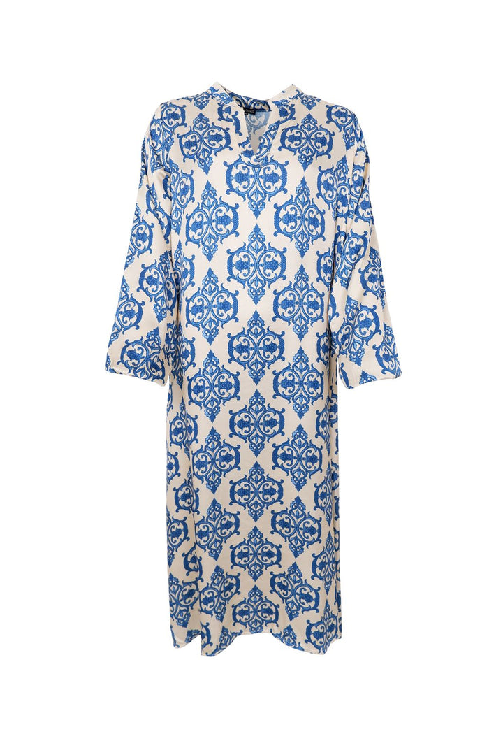 Black Colour - Bczentha Satin Dress 41086 - Off White Blue