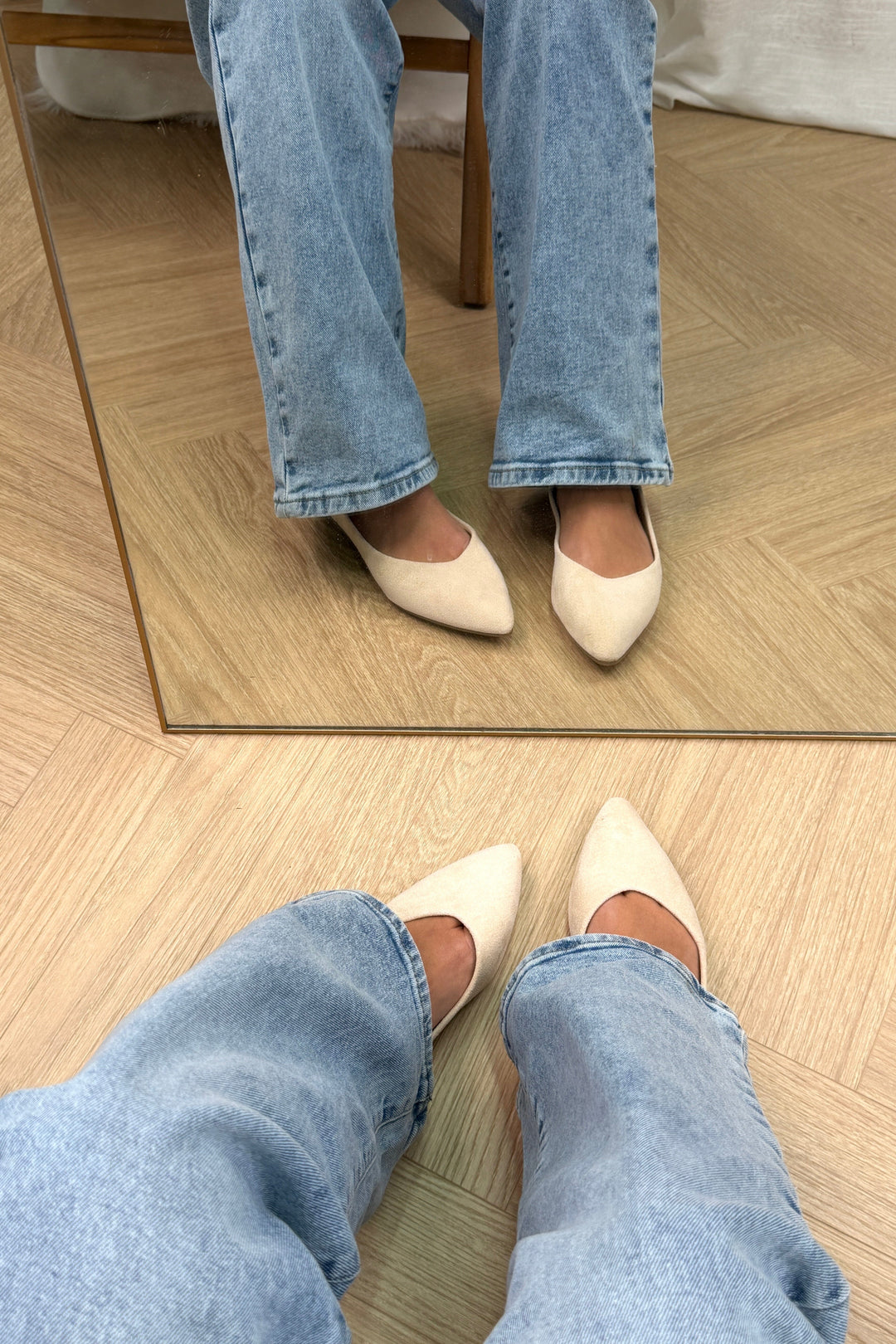 Bloom - Cornflower Ballet Flats - Beige Ballerinaer 