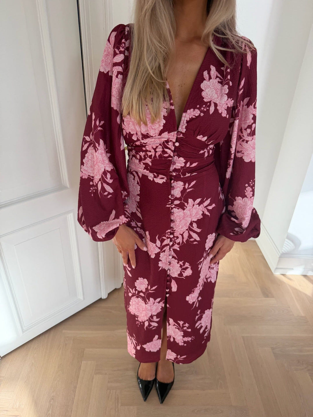 Byic - Adaic Long Dress A23983 - Bordeaux Pink Toile Print Kjoler 