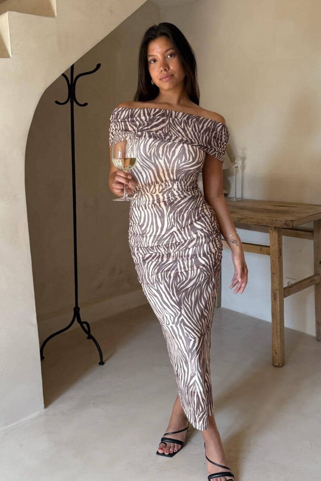BYIC - Amiraic Mesh Dress A23964 - Brown Zebra