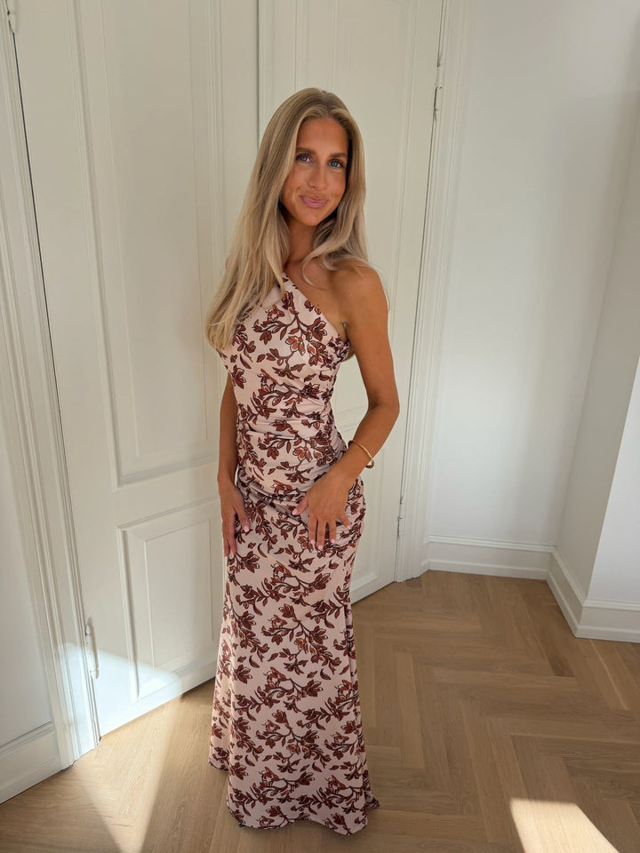 Byic - Andreaic Maxi Dress A23768 - Brown Flower Print Kjoler 