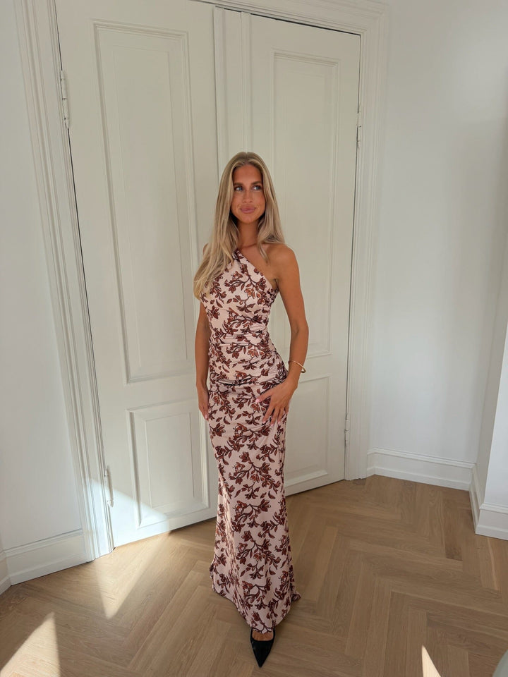 Byic - Andreaic Maxi Dress A23768 - Brown Flower Print Kjoler 