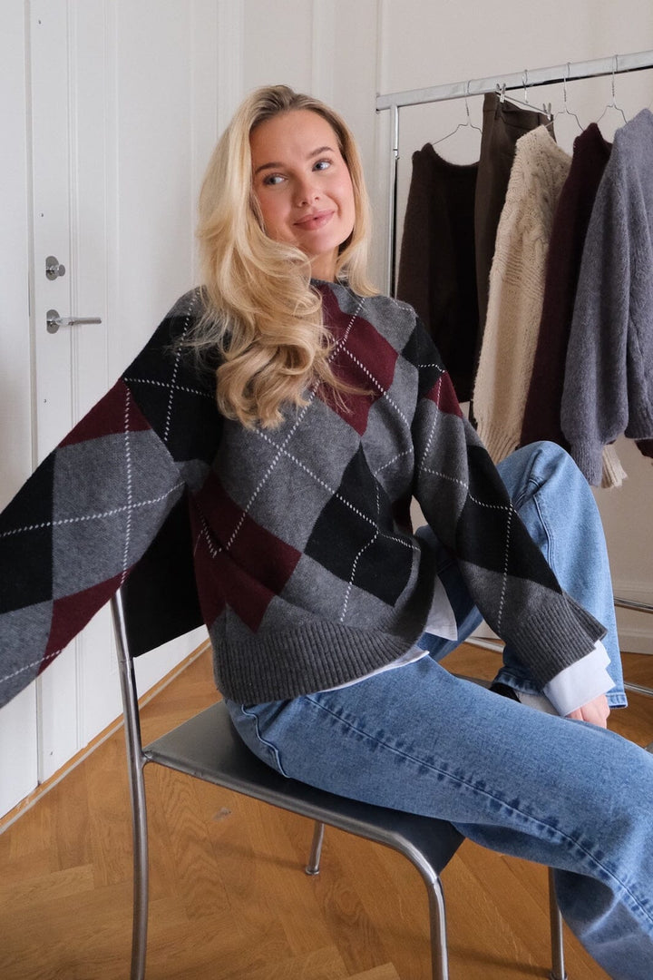 BYIC - Boletteic Pullover D078 - Grey Argyle