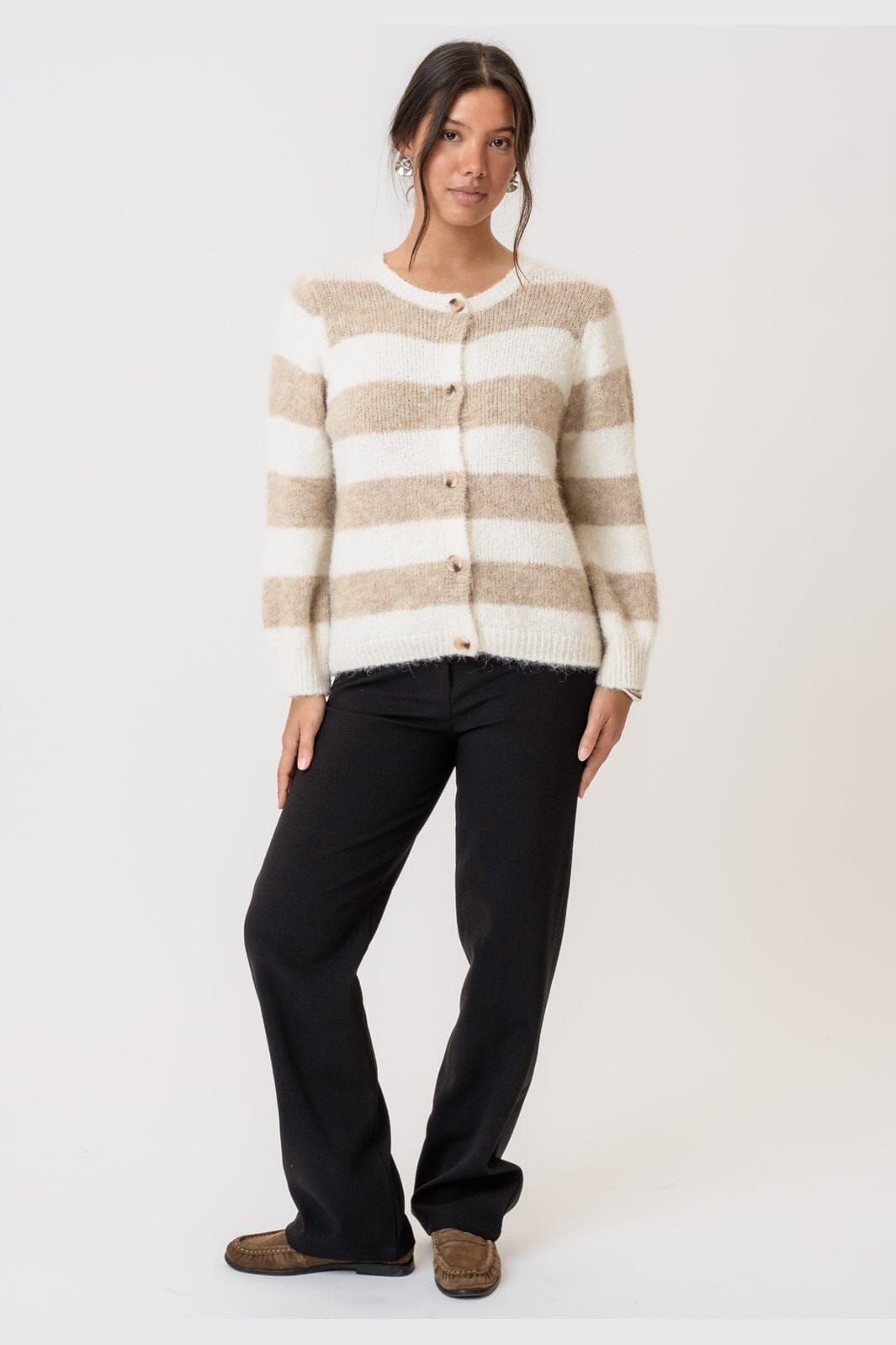 BYIC - Idunic Cardigan 8075 - Beige White Stripes