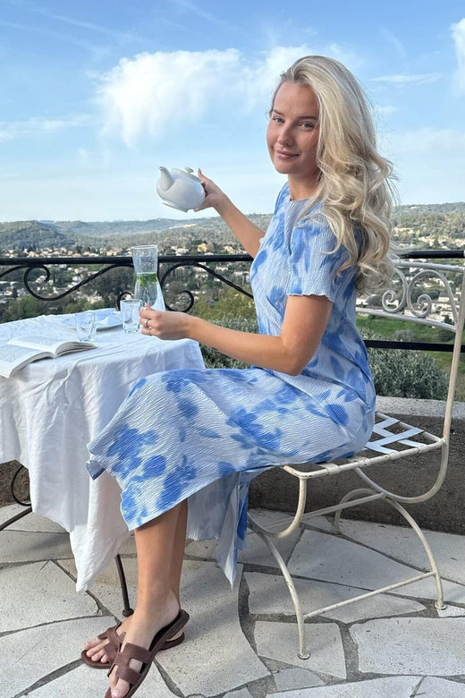 Forudbestilling - BYIC - Odaic Ss Dress A23834 - Abstract Blue Flower Print Kjoler 